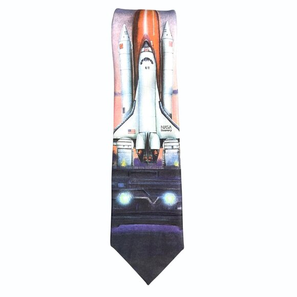 Ralph Marlin NASA Space Shuttle Discovery Vintage 1989 Polyester Novelty Tie - Picture 2 of 10
